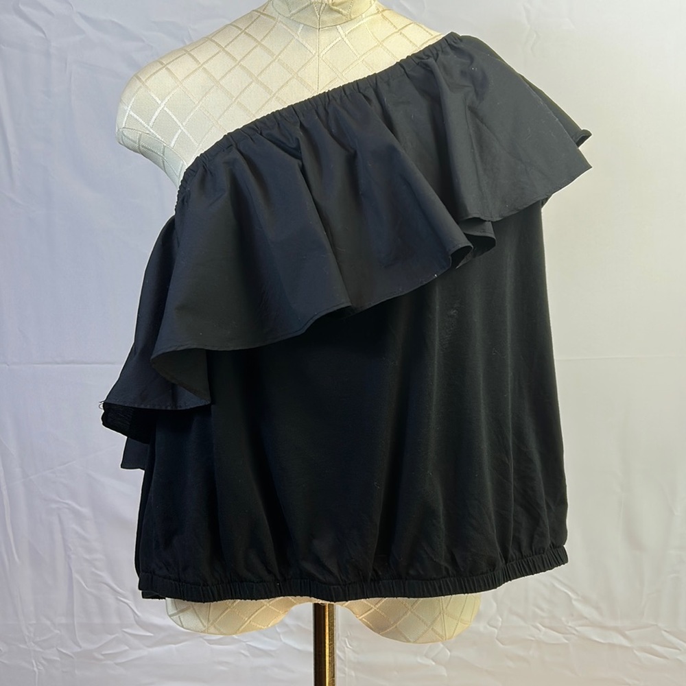 A New Day Off Shoulder Black Top Size 2x Ruffled Shoulder New